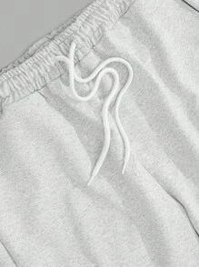 SHEIN Cottnline Men Cottonline Cargo Pockets Drawstring Waist Regular Sweatpants - Grey - View 6