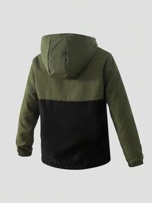 Sparklyn Teenage Boys' Outdoor Sport Thickened Hoodie Jacket, Color Blocking Fall Winter