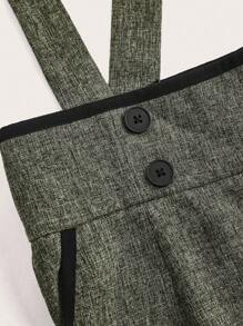 Vintamour 复古优雅女式连体裤双排扣拼色装饰吊带阔腿裤连衣裙女式长裤套装夏季裤子夏季下装乡村演唱会服装女式裤子灰色连体裤灰色裤子春夏装老钱美学秋装教师服 - 軍綠色 - 查看 10