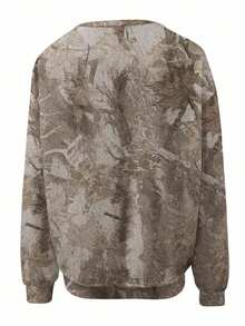 SHEIN Leaf Pattern Digital Print Fashionable Back-To-School Women's Drop Shoulder Crew Neck Sweatshirt Fall Cloth For Women - Multicolor - View 2