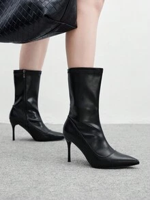 CUCCOO BIZCHIC Sexy Women's Boots, Black Pointed Toe High Heel Boots, Fashion & Warm Fluffy Boots - Black - View 4