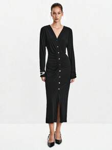 Lumivelle Halloween Women Midi Dresses Fall Cloth For Women - Black - View 4