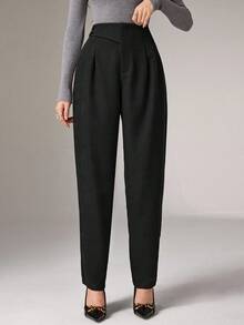 Heiryn Women's Casual Versatile Commuter Solid Color High Waist Pants,Fall