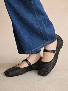 Rosivie 2026新款黑色时尚百搭低帮镂空透气编织网面平底休闲鞋，适合夏季穿着 - 黑色 - 查看 5