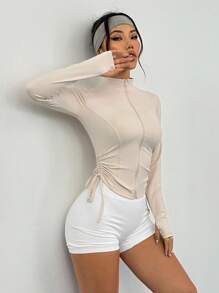 DAZY Women's Fitted Cinched Waist High Collar Sports Jacket