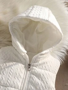 Kleine Mädchen Lässig einfarbige ärmelloser Kapuzenjacke, Winter - Beige - Übersicht 4