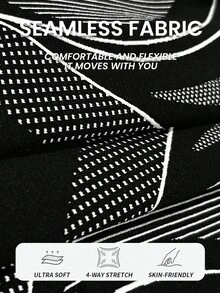 Easithlete Quần legging tập yoga họa tiết sọc liền mạch cạp cao màu đen cho nữ - màu đen - Xem 6