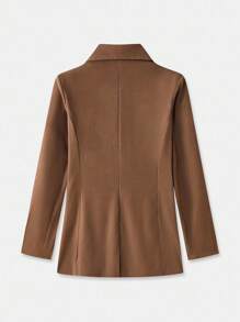 lacRébo 双排扣棕色西装外套 教师装 办公室装 商务休闲西装外套 - 棕色 - 查看 8