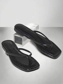 SHUZIA 女士舒适经典人字平底凉鞋 - 黑色 - 查看 3