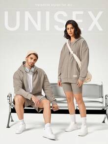 GLOWMODE Everyday Fleece Keep It Casual Unisex Long Sleeve Hoodie Jacket With Basic Pockets Daily Casual - Khaki - View 8