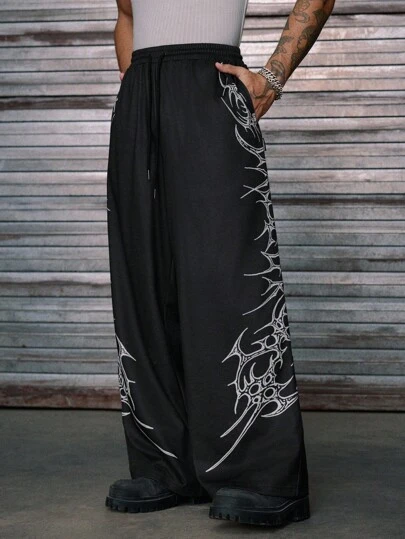 AXEPEAK Pantalones de chándal casuales de uso diario con estampado de color contrastante para hombres