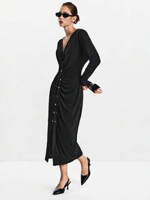 Lumivelle Halloween Women Midi Dresses Fall Cloth For Women - Black - View 7