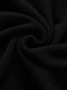 SHEIN Unity Vestido de punto con cuello alto, unicolor y rasgado para otoño/invierno - Negro - Ver 3