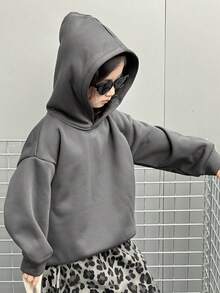 DAZY Young Girls Hooded Street Style Casual Korean Sweatshirt Graphic Hoodies Girls - Dark Grey - View 7
