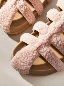 Solecia 女士时尚棕色露趾休闲系带舒适平底凉鞋，适合春夏季节 - 粉色 - 查看 5