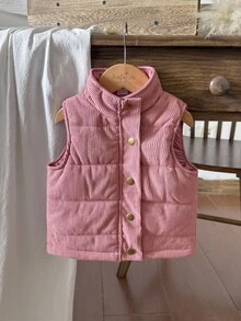 Áo khoác vest dày dặn thời trang đa năng cho bé gái, thích hợp mặc hàng ngày vào mùa đông - Bụi hồng - Xem 1