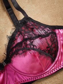PinupPomp Plus Size Lace Patchwork Underwire Bra & Panty Set Vintage