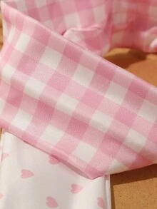 ROMWE Kawaii 3pcs Collegiate Striped, Heart & Bow Print Women Sports Headbands, Casual Versatile For Daily Life, Street Dance, Travel Decoration Accessories - Multicolor - View 2