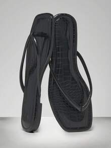 SHUZIA 女士舒适经典人字平底凉鞋 - 黑色 - 查看 5