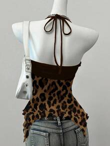 SHEIN EZwear 复古豹纹波西米亚西部风格女式吊带背心，垃圾摇滚，Y2K，适合街头服饰 - 彩色 - 查看 2
