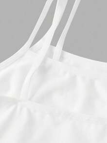 SHEIN Girlism Dozemod Tween Girl Tween Girl 2 件简约褶饰吊带背心文胸套装 - 白色 - 查看 8