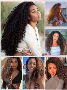 Seamless Clip Ins 无缝夹式接发杰瑞卷发真人发接发真人发接发夹式超薄 PU 纬纱直发 9 件装 135 克自然黑 100% 雷米真人发夹式接发 - Natural Black - 查看 9