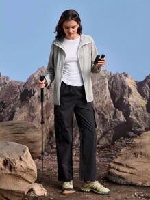 In My Nature Women's Long Sleeve Zipper Front Pocket Hooded Casual Jacket Perfect For Hiking, Trekking, Camping, Or Everyday Outdoor Activities - Grey - View 6