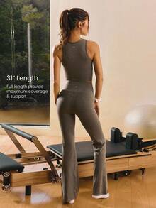 GLOWMODE 31英寸 Softy Velvaire 超高腰弧形缝线喇叭紧身裤 低冲击瑜伽日常穿着