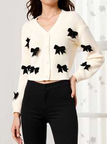 女童超大蝴蝶结白色开衫，柔软优雅，适合居家、外出、聚会、返校