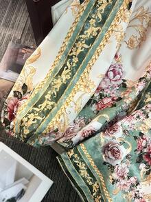 SHEIN Clasi Elegant And Romantic Floral Print Shirt With Front Button Closure And Matching Shorts Set For Women - Multicolor - View 10