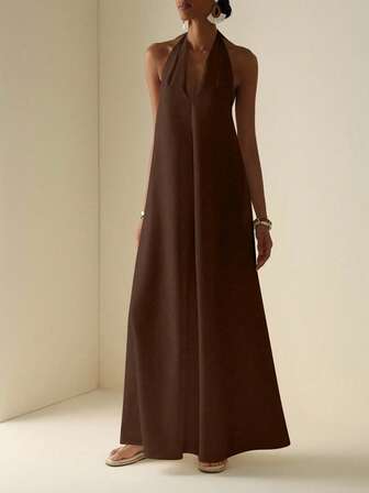 Vesra 女式 V 领无袖连体裤（带口袋）