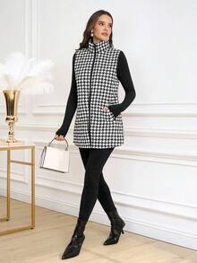 Ellevyn Áo vest cổ lật họa tiết da báo dành cho nữ, có túi, đa năng cho mùa thu/đông - Nhiều màu - Xem 15