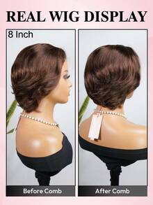 ALL READY WIG Layered Cut Melting Lace 4x4 Glueless Lace Closure Wig 100% Human Hair Chocolate Brown 4# Bouncy Wave 180% Density Wig Vacation Outfits Travel Festival Prom Outdoor Cosplay Campus School Beach Wedding Camping Holiday Outfits Summer Outfits Vacay Vibes Charm Elegant Casual Y2k Fashion Styles Ss25 Keywords - S4 - View 14