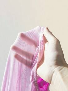 SHEIN ICON 女式性感蕾丝拼布蝴蝶结装饰迷你连衣裙 - 淺粉色 - 查看 10