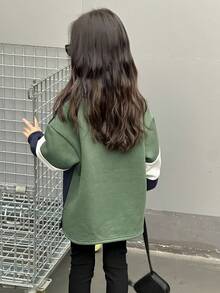 DAZY 女童撞色拼接长袖休闲街头风卫衣，秋冬款 - 彩色 - 查看 2