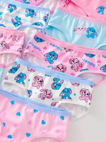 SHEIN 10pcs/Set Young Girl' Cute Cartoon Animal Print Briefs Panties, Colorful Rabbit Design, Summer Cute Underwear Fall Winter