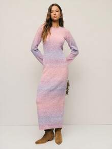 Nöista 渐变色修身长裙，粉色针织和薰衣草色调，长袖，非常适合女性优雅的晚会和正式场合。 - 粉色 - 查看 13