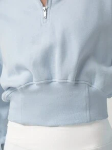 GLOWMODE Mỗi ngày Lông cừu Áo nịt ngực Hiệu ứng Dây kéo Quần skinny Ống cổ Áo nỉ Hằng ngày Đồ ngủ - Màu xanh nhạt - Xem 9