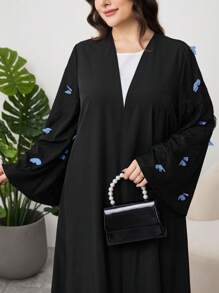 Al Najma Plus Size Women's 3D Butterfly Embroidered Abaya Robe, Spring/Summer - Multicolor - View 7