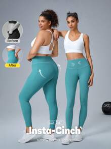 GLOWMODE FeatherFit™-Sculpt Snatch It Tummy Control Pocket Soft Silicone Waistband Leggings Medium Impact Jogging Gym Cycling