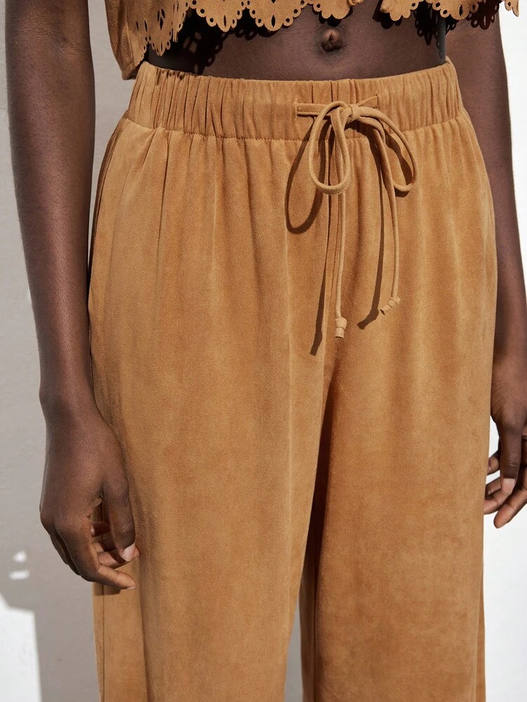 SHEIN Maija Pantalon décontracté de couleur unie pour femmes