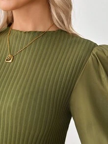 SHEIN 秋装,秋季服装,孕妇装 秋季服装 孕妇装 休闲/通勤 灯笼袖连衣裙 - 軍綠色 - 查看 6