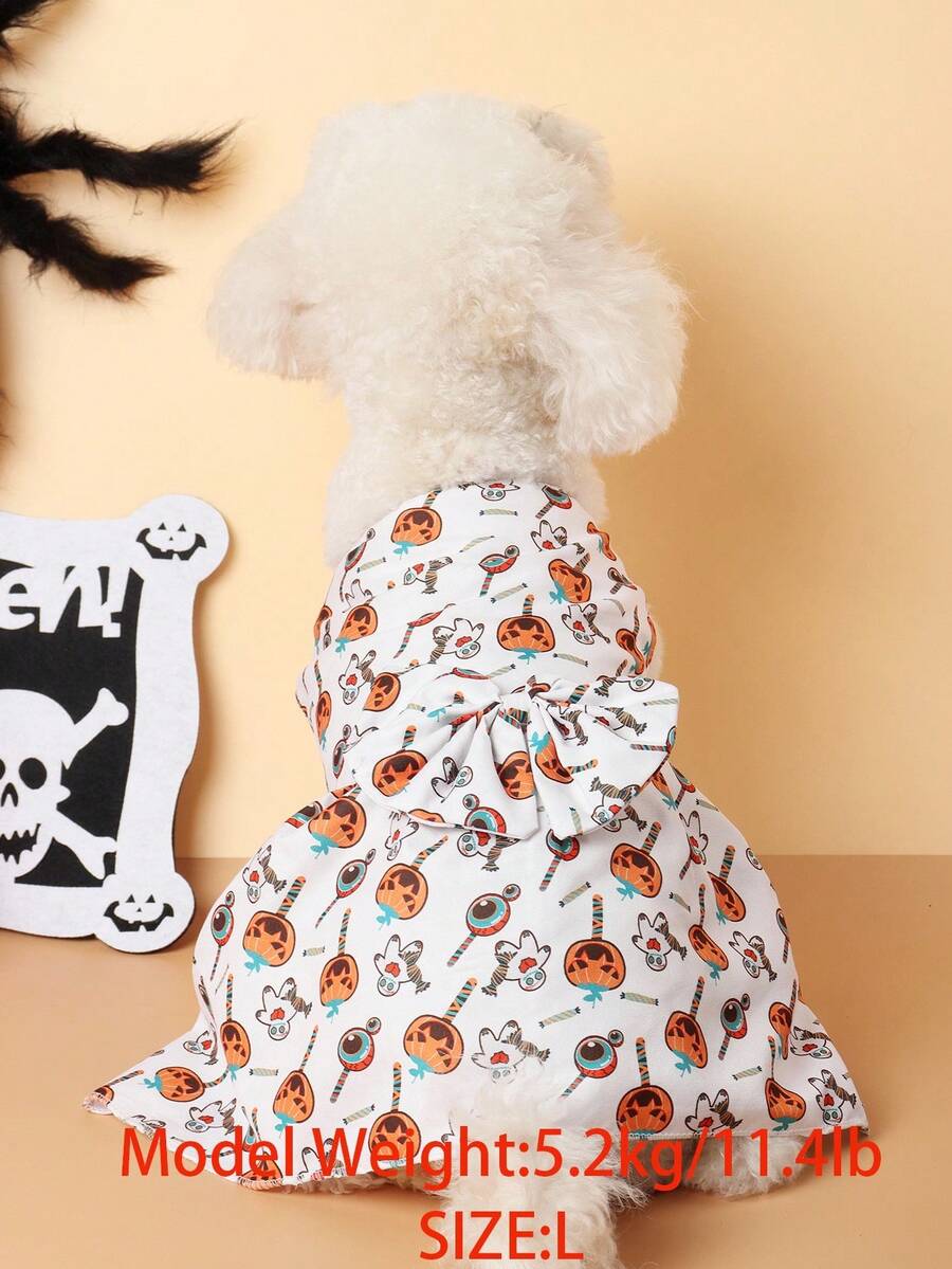 PETSIN Halloween Pumpkin Cute Cartoon Print Pet Dress