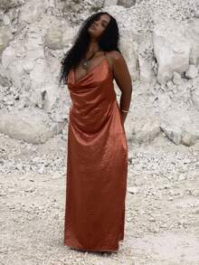 MUSERA 露背串珠高领长裙，可爱夏日度假优雅假日经典假日装扮，性感场合，曲线毕露，毕业舞会长裙 - 紅色 - 查看 5