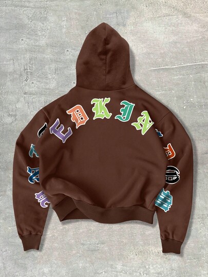 Street Life Men's Casual Letter & Number Print Hoodie, Autumn/Winter