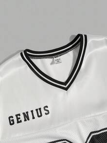 SHEIN Áo thun tay dài họa tiết chữ và số đơn giản, phối lưới cho bé gái tuổi teen, màu sắc đơn giản, đa năng, thích hợp mặc khi đi làm, đi học, mặc thường ngày, du lịch, tiệc ngoài trời, thể thao, thu/đông - trắng - Xem 5