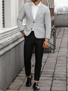 Manfinity Mode Men's Single-Breasted Business Casual Plus Size Blazer