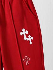 SHEIN Pantalones de chándal con estampado gráfico de estilo casual y urbano para niños/preadolescentes, adecuados para ir y venir, la escuela, el uso diario casual, los viajes, los deportes, primavera/verano/otoño/invierno