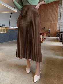 DAZY Gonna plissettata elegante di colore unito da donna, adatta per primavera/estate e autunno/inverno