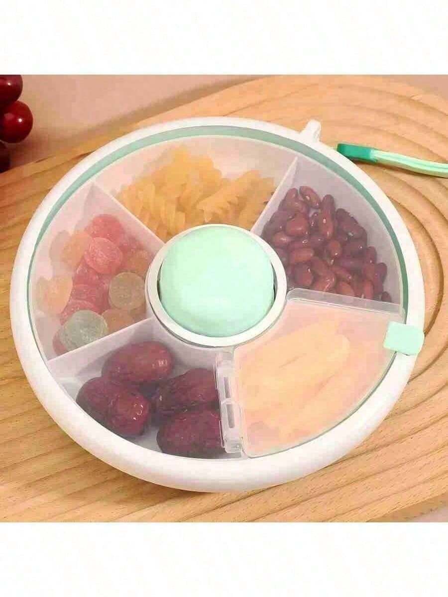 SHEIN 旋转水果盘，便携式户外旋转零食盒，带盖旋转零食收纳盒，5格旋转零食收纳盒，可拆洗收纳盒，家居用品，学校用品，户外用品，办公用品，圣诞节好礼物，新年礼物
